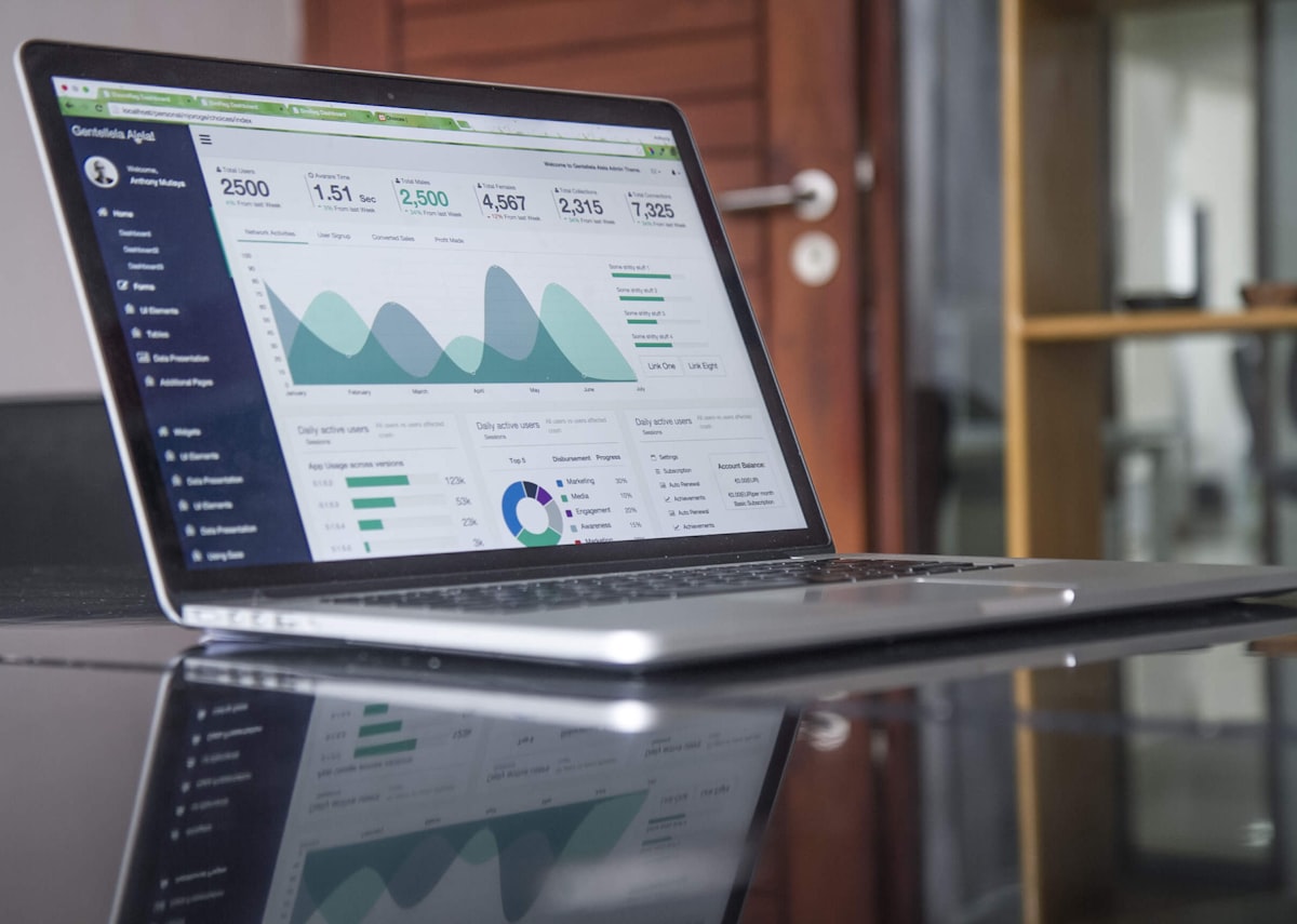 Banking analytics dashboard on laptop